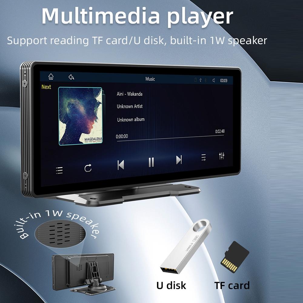10.26 Inch Car Mp5 Player With Carplay / Android Auto - Portable Black 12
