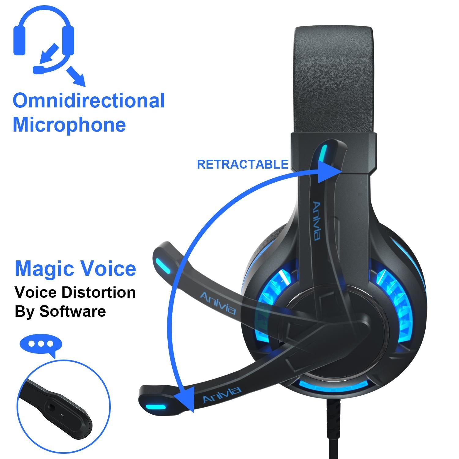 Adjustable Gaming Headset With Mic Black / Blue 4