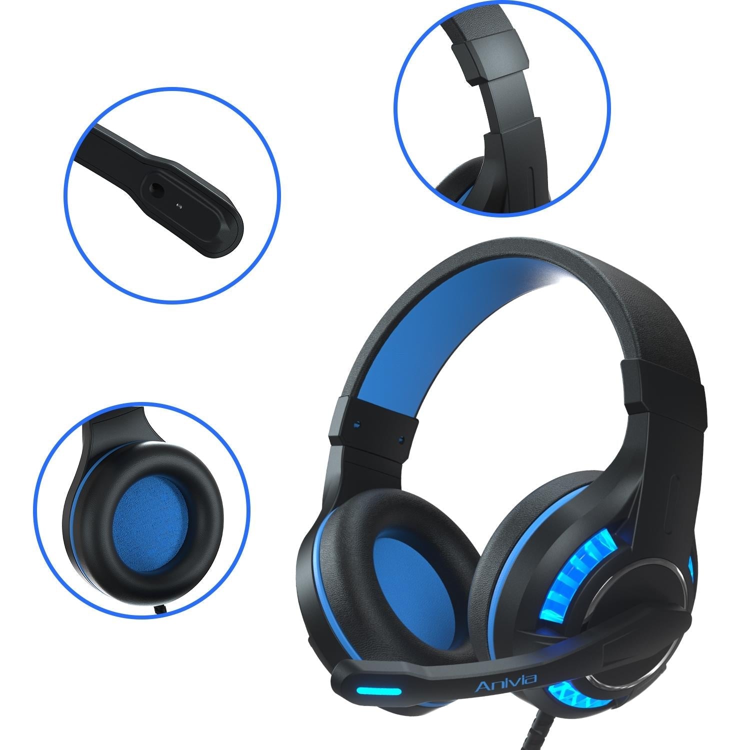 Adjustable Gaming Headset With Mic Black / Blue 6