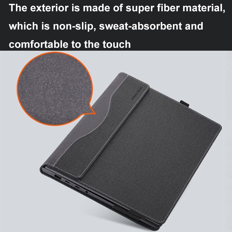 14 Leather Laptop Protective Case - Anti-Fall Design - Black - For Samsung Galaxy Book 3 Pro 7