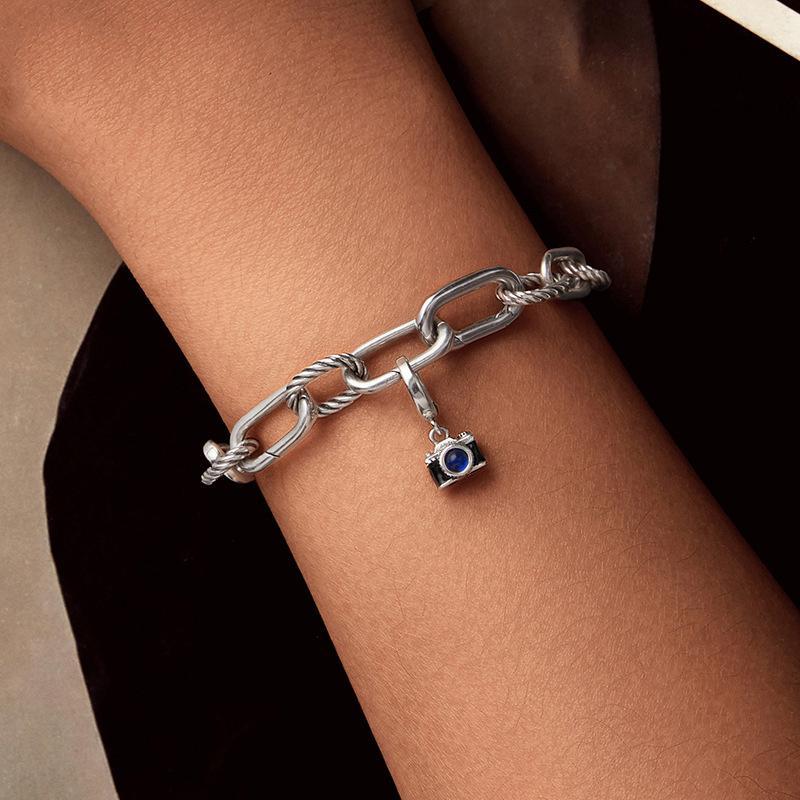 925 Sterling Silver Openable Camera Bead Bracelet 7