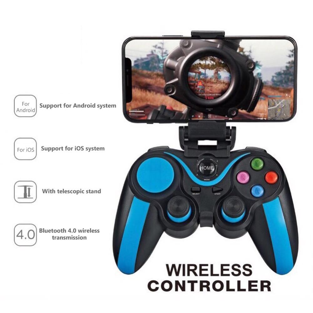 Wireless Bluetooth Game Handle for Android / Ios Phones with Holder - Blue / Black 4