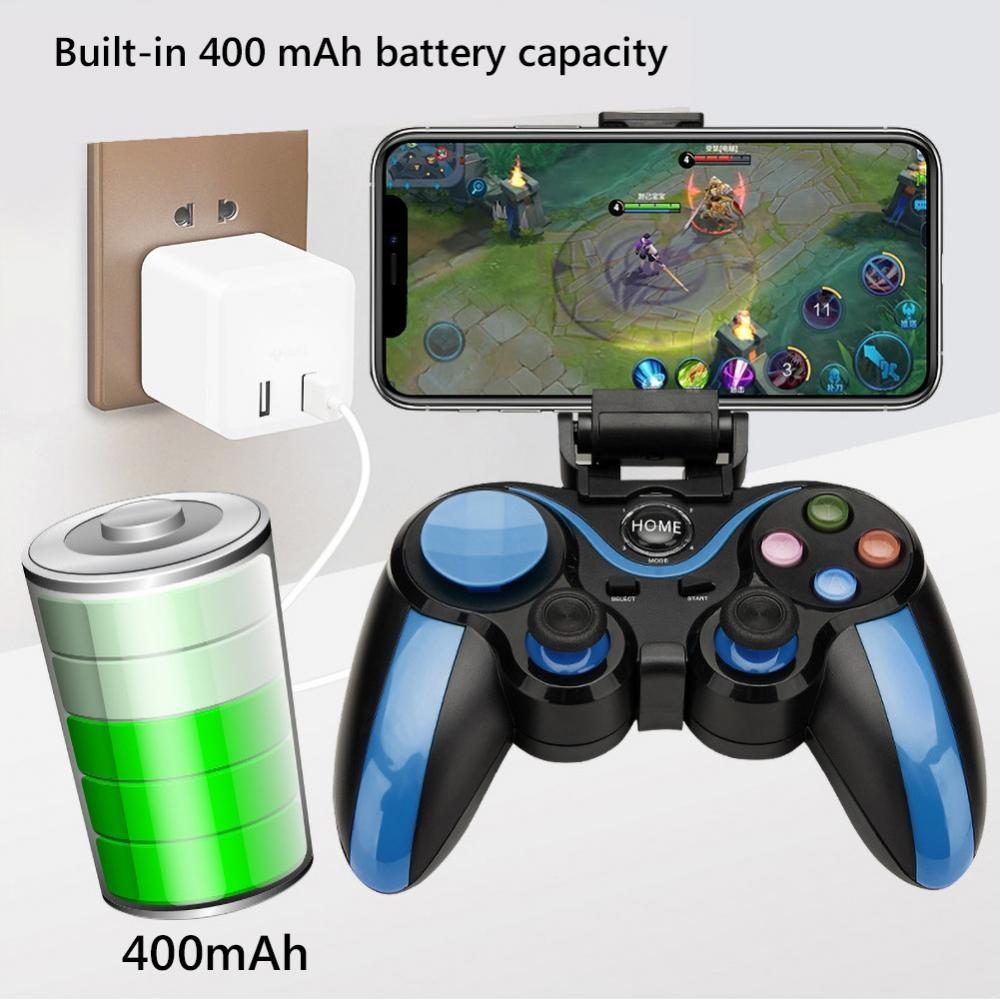 Wireless Bluetooth Game Handle for Android / Ios Phones with Holder - Blue / Black 8