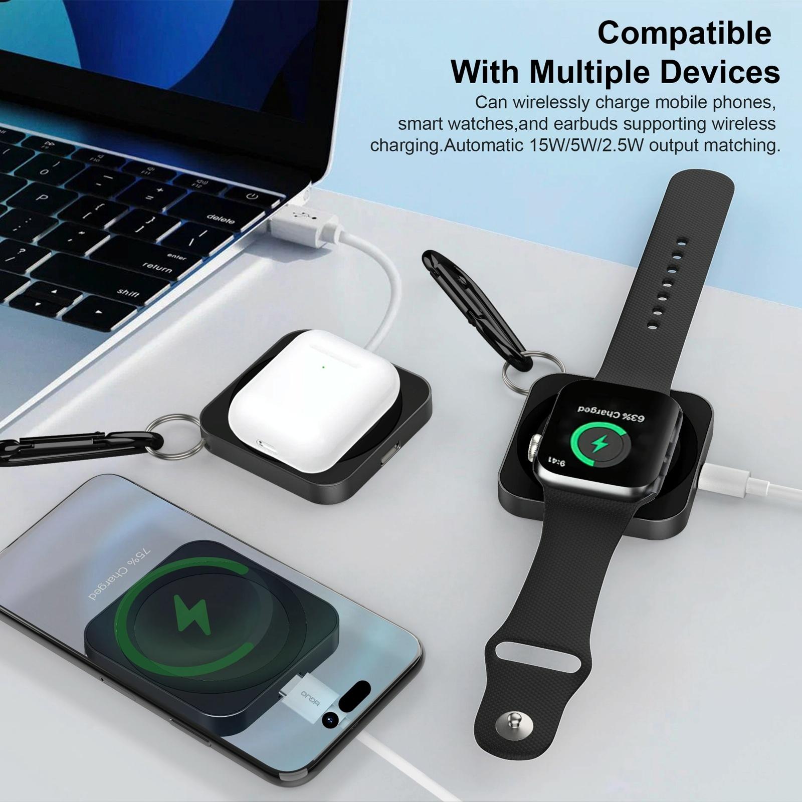 3 In 1 Portable Wireless Charger For Iphone Airpods And Iwatch - Black 9