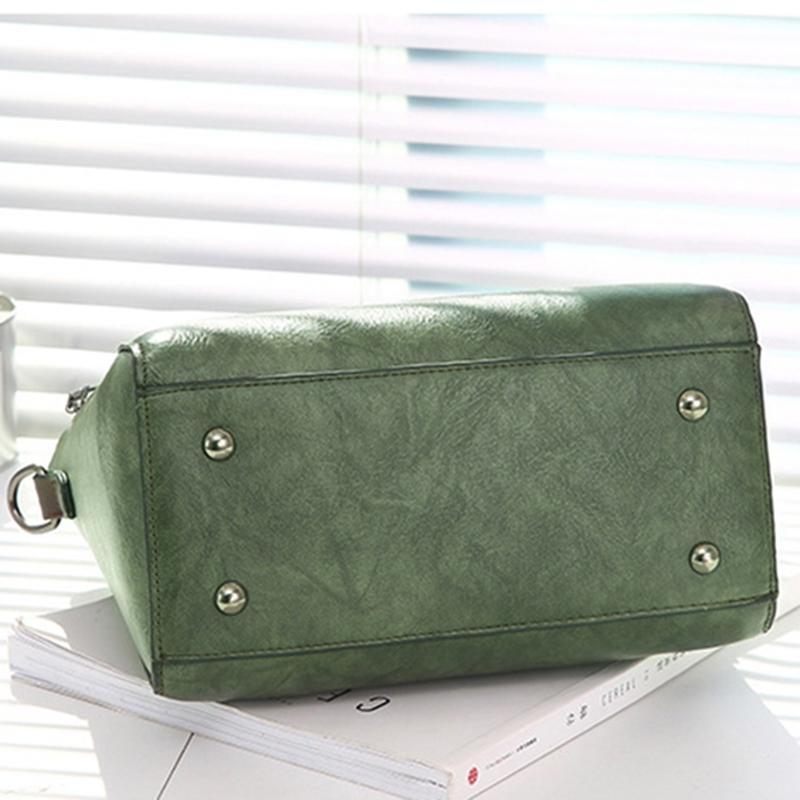 Designer Leather Crossbody Tote with Tassel for Women - Army Green 6