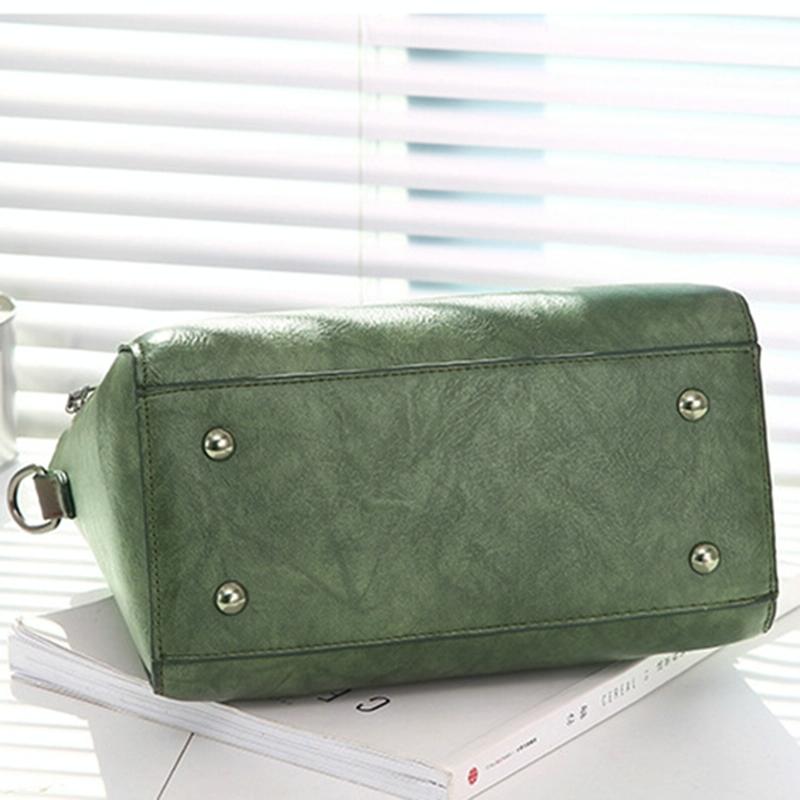 Designer Leather Crossbody Tote with Tassel for Women - Army Green 12
