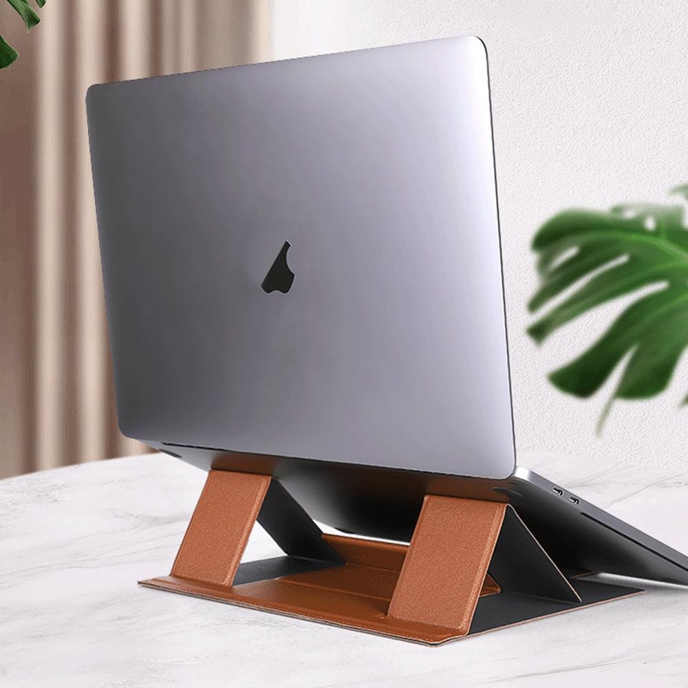 Foldable Magnetic Leather Tablet / Laptop Holder - Black 9