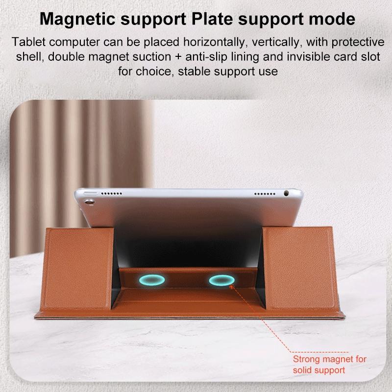 Foldable Magnetic Leather Tablet / Laptop Holder - Black 10