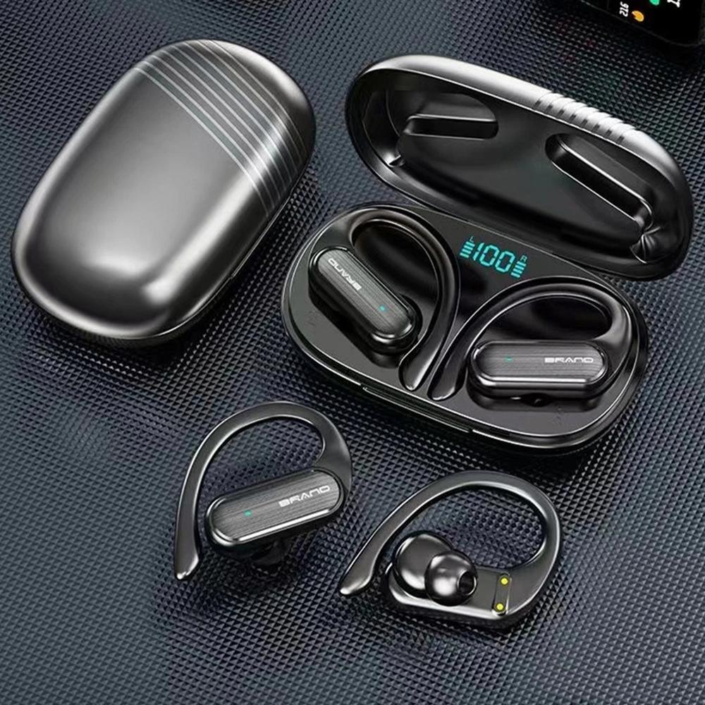 Waterproof Wireless Bluetooth Earphones with Led Display - Black 3