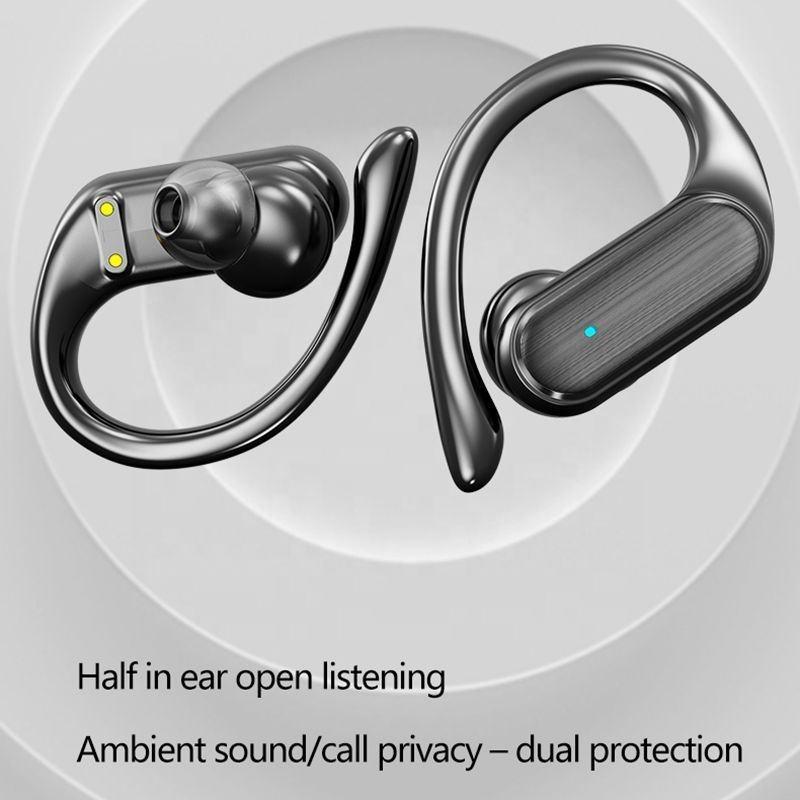 Waterproof Wireless Bluetooth Earphones with Led Display - Black 7