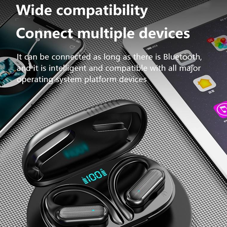Waterproof Wireless Bluetooth Earphones with Led Display - Black 11