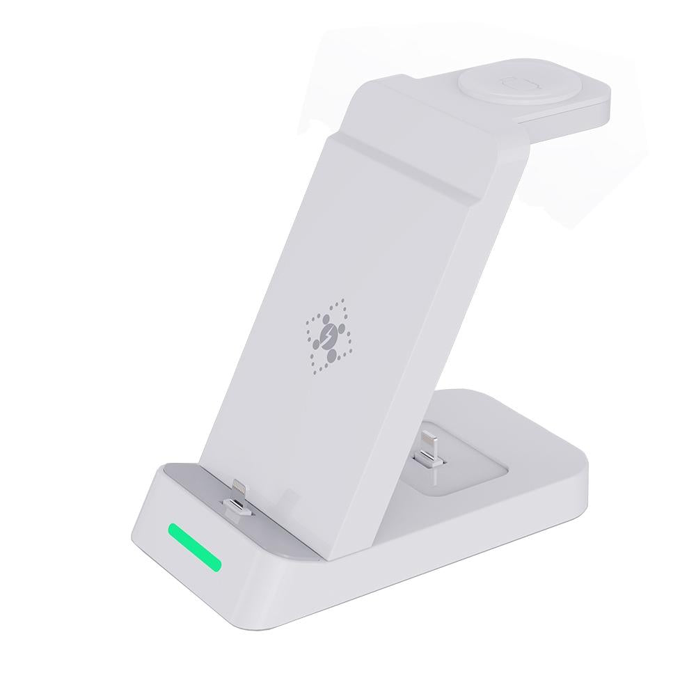 18W 3 In 1 Wireless Charger Stand For Iphone & Apple Watch - Black 9