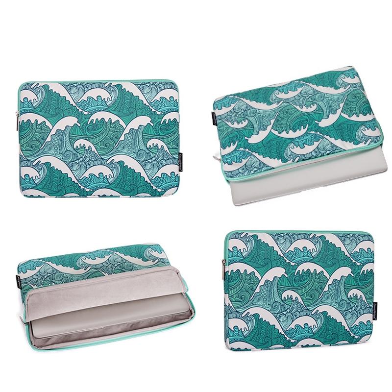 Green Wave 11 Laptop Sleeve in Pu Leather Print 3