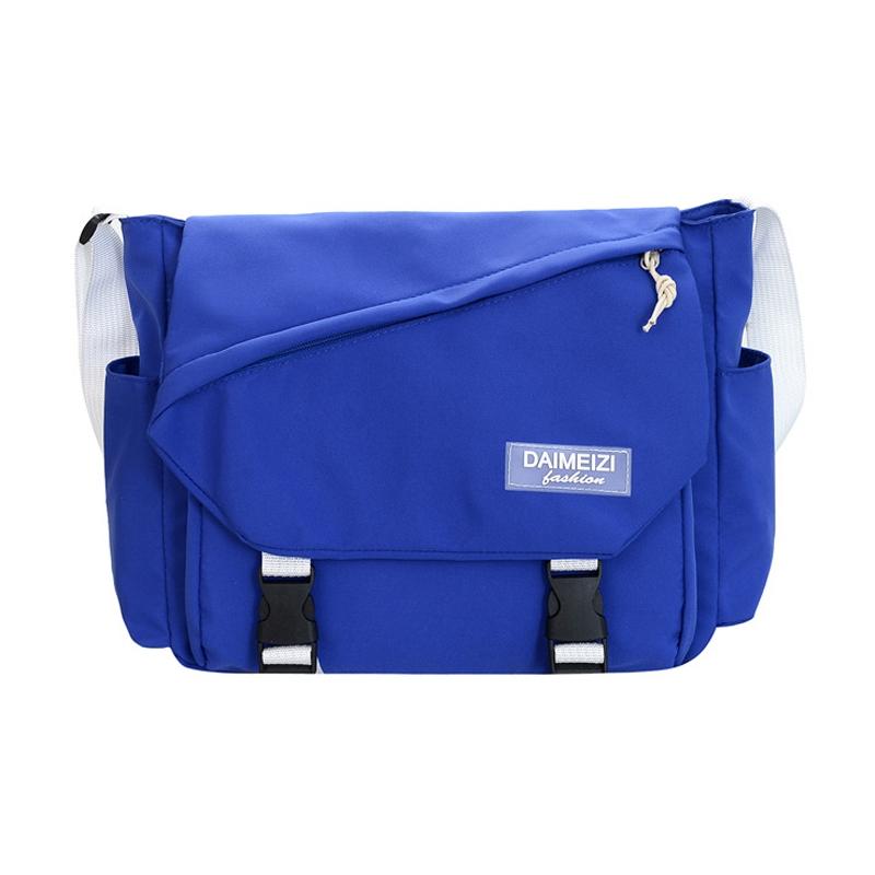 Large Capacity Canvas Crossbody Bag For Students And Casual Use - Dark Blue