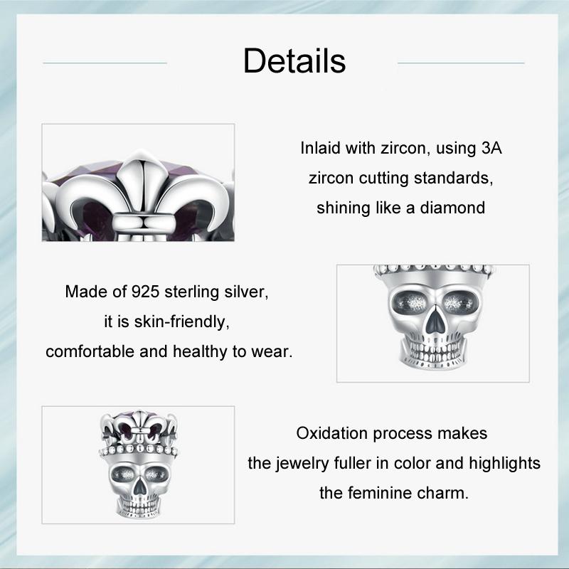 925 Sterling Silver Halloween Skull Beads 4