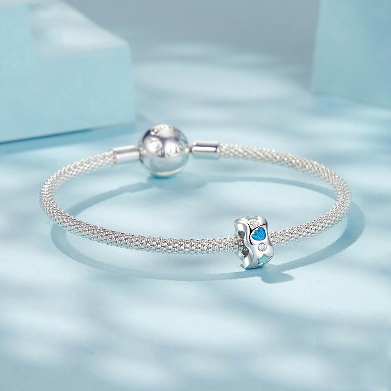 925 Sterling Silver Wave Shell Silicone Bracelet Beads 6