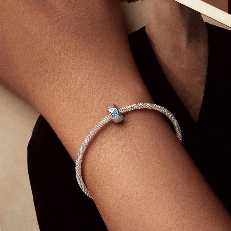 925 Sterling Silver Wave Shell Silicone Bracelet Beads 8