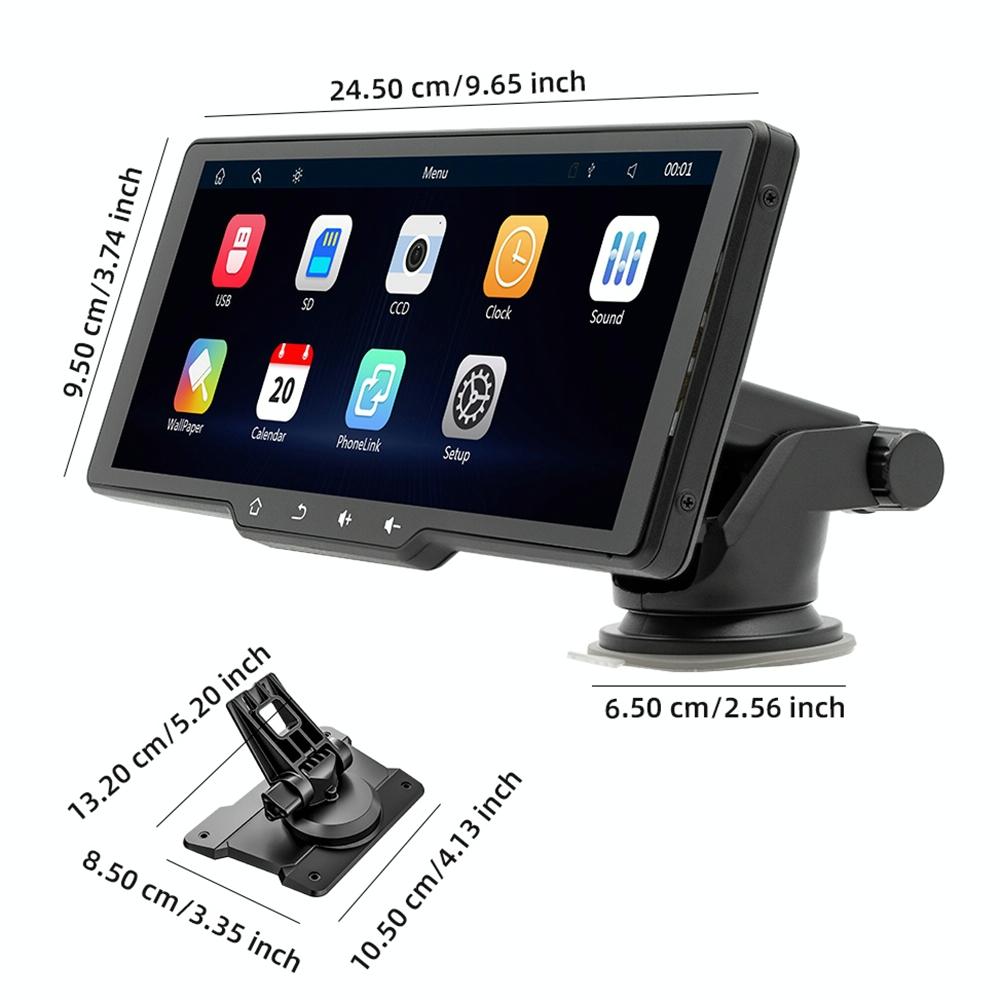 9.38 Inch Car Mp5 Player With Carplay / Android Auto - Portable Black 3