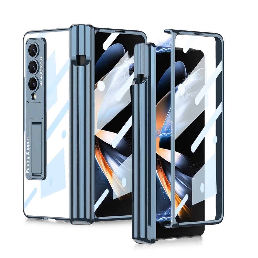 For Samsung Galaxy Z Fold4 5G Shockproof Magnetic Case With Pen Slots - Black 10