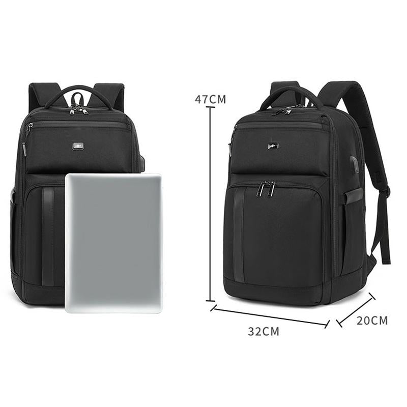 19 Inch Large Capacity Waterproof Backpack With Usb Black 3