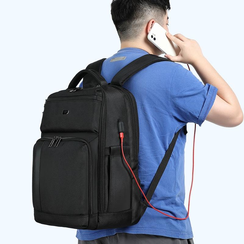 19 Inch Large Capacity Waterproof Backpack With Usb Black 8