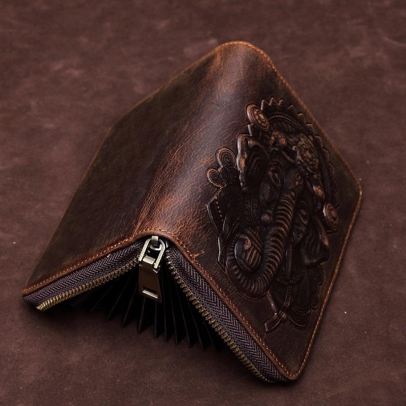 Dark Coffee Leather Passport / Card Holder - Rfid-protected 3