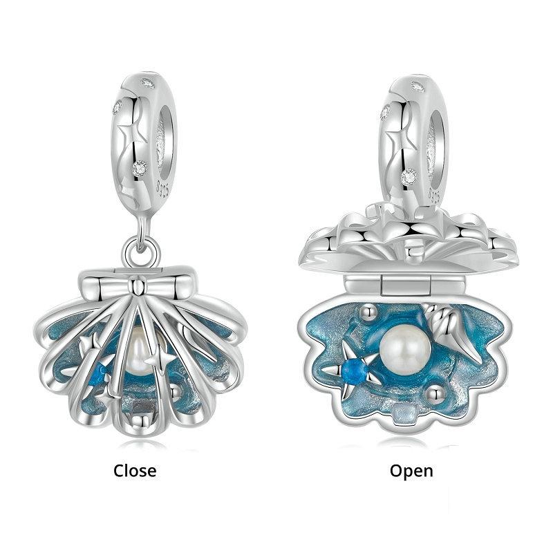 925 Sterling Silver Openable Scallop Bead Pendant 3