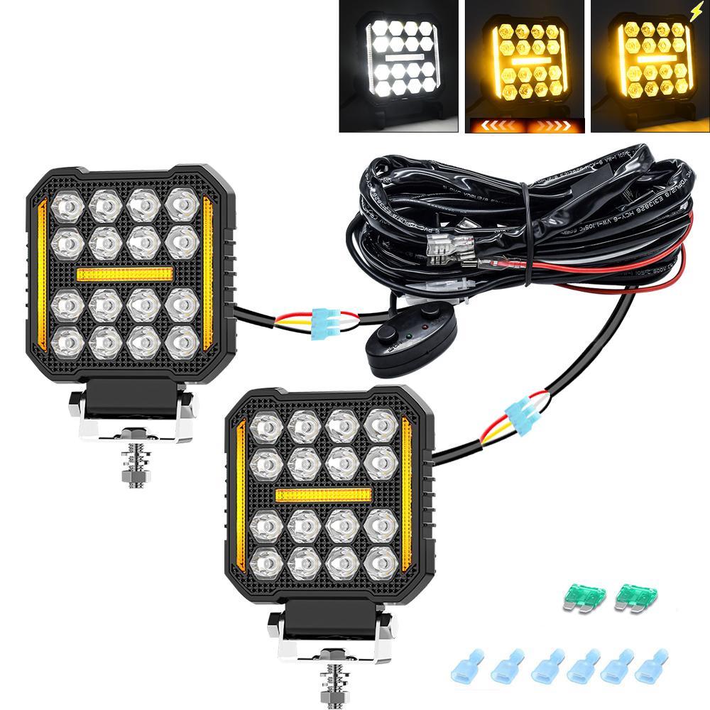 4 Inch Square Mixed Luminous Angel Eye Car Work Light 3