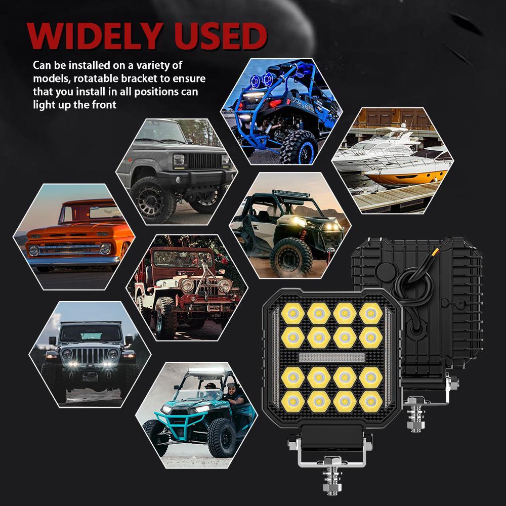 4 Inch Square Mixed Luminous Angel Eye Car Work Light 4