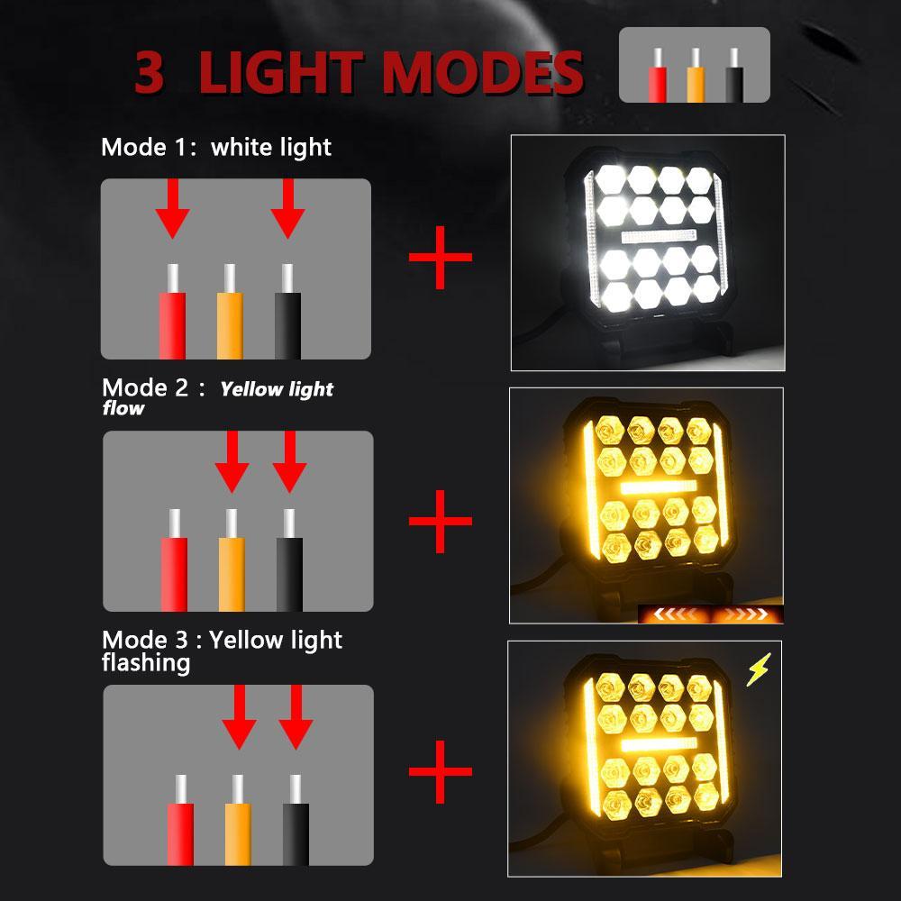 4 Inch Square Mixed Luminous Angel Eye Car Work Light 6