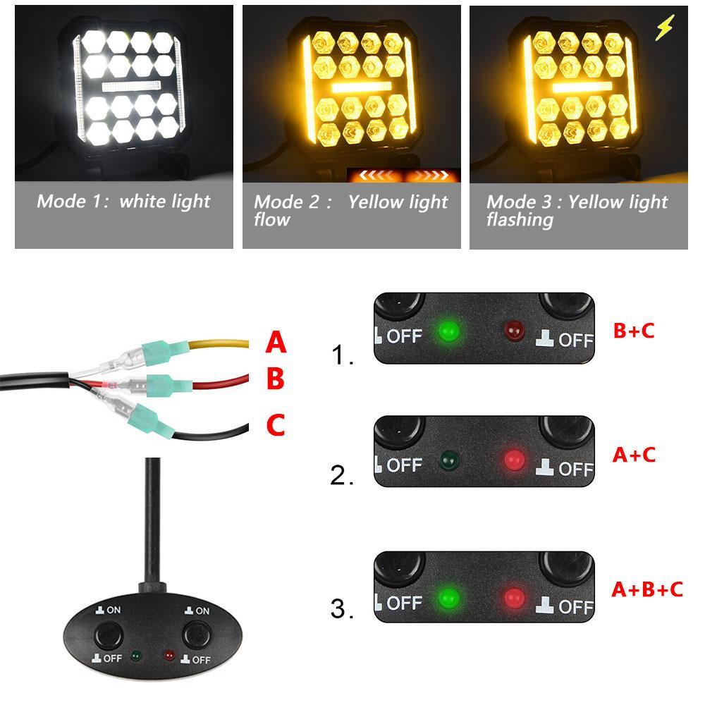 4 Inch Square Mixed Luminous Angel Eye Car Work Light 8