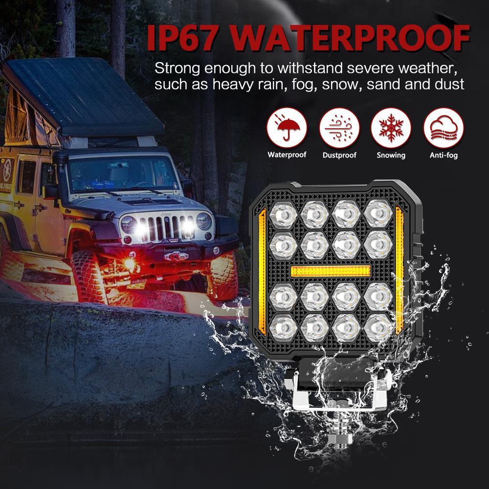 4 Inch Square Mixed Luminous Angel Eye Car Work Light 11