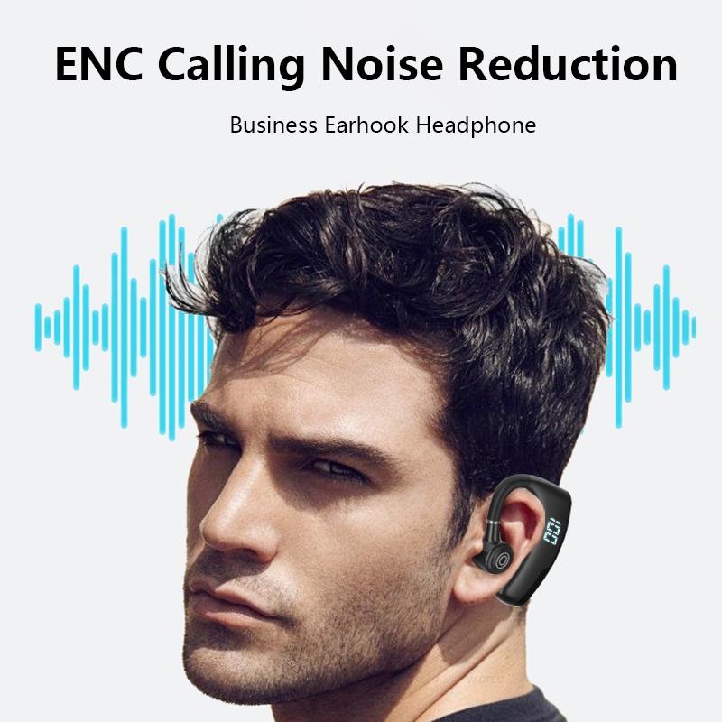 V9s Wireless Earphones with Noise Cancellation and Led Display - Black Single Ear 8