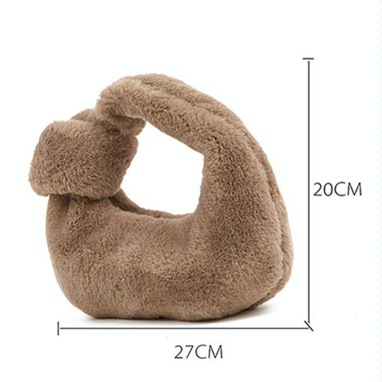 Plush Rabbit Fleece Tote with Knotted Handles - Olive Green 3