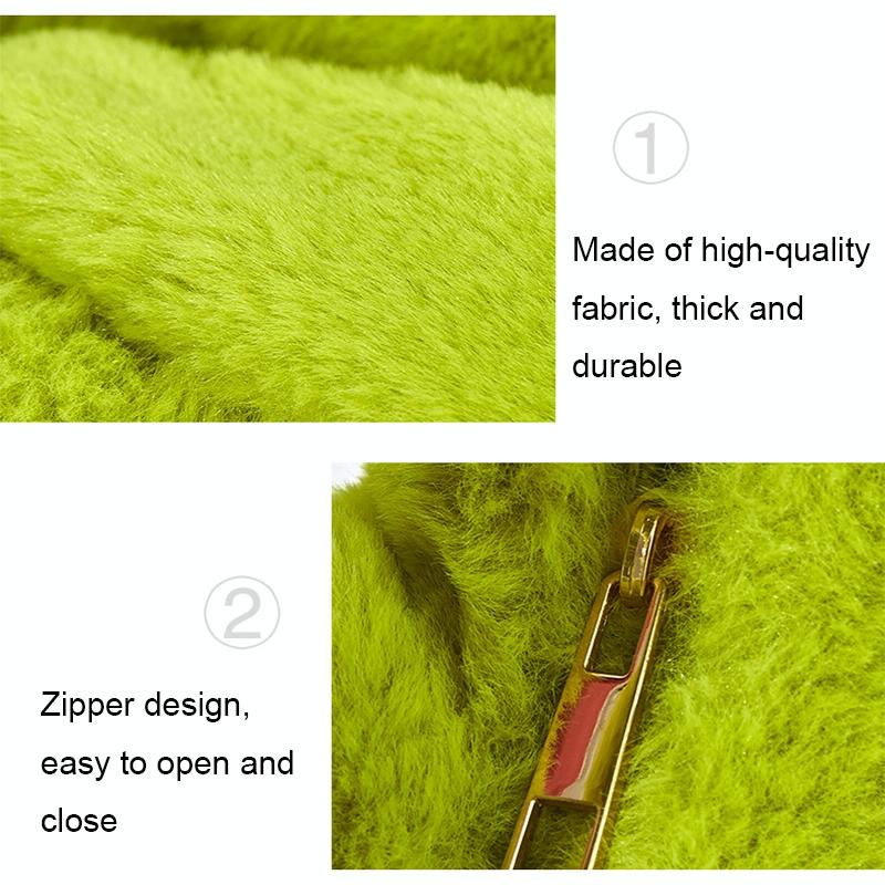 Plush Rabbit Fleece Tote with Knotted Handles - Olive Green 6