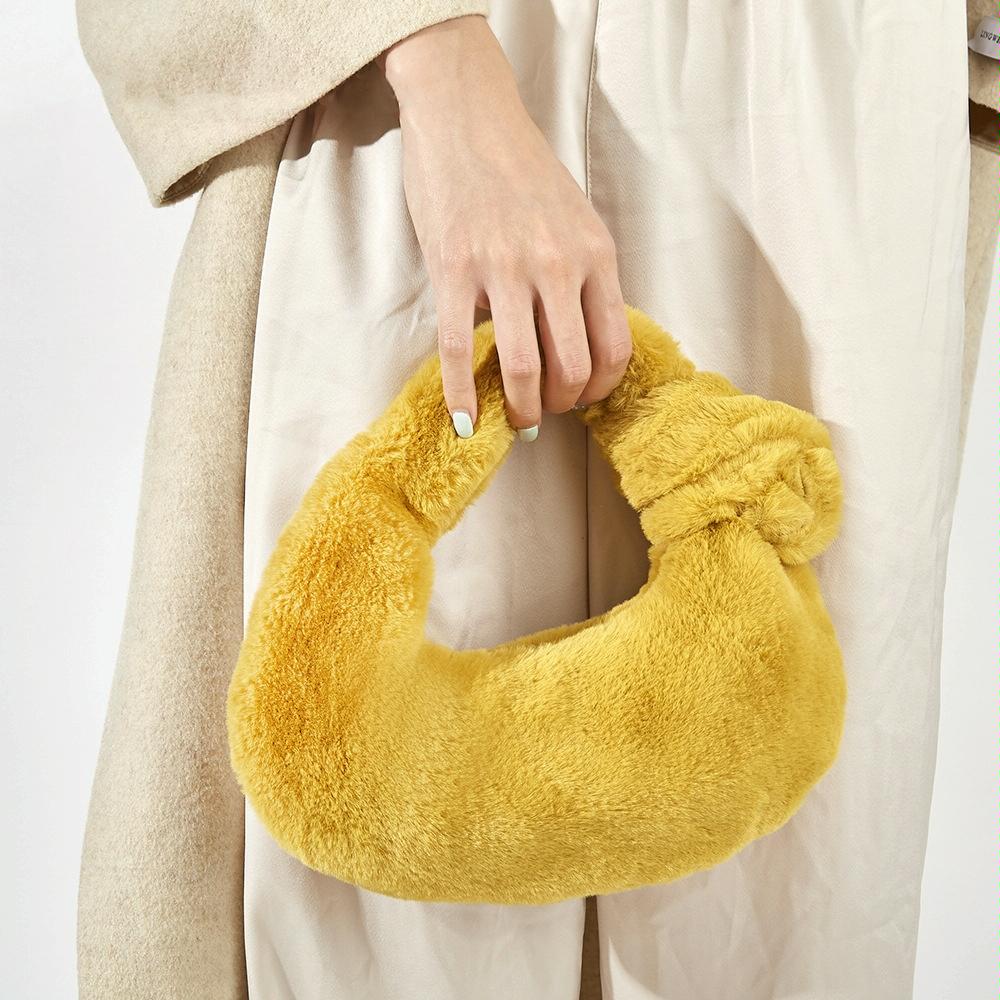 Plush Rabbit Fleece Tote with Knotted Handles - Olive Green 10