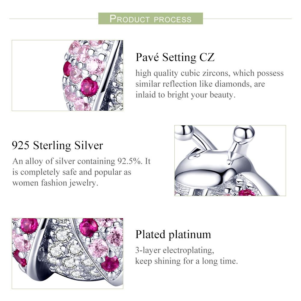 925 Sterling Silver Zircon Ladybug Bracelet / Necklace Set - Silver 5