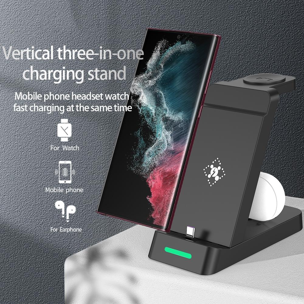 18W 3 In 1 Vertical Charging Stand For Samsung Watch And Galaxy Buds - White 3