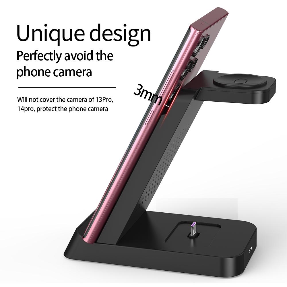 18W 3 In 1 Vertical Charging Stand For Samsung Watch And Galaxy Buds - White 5