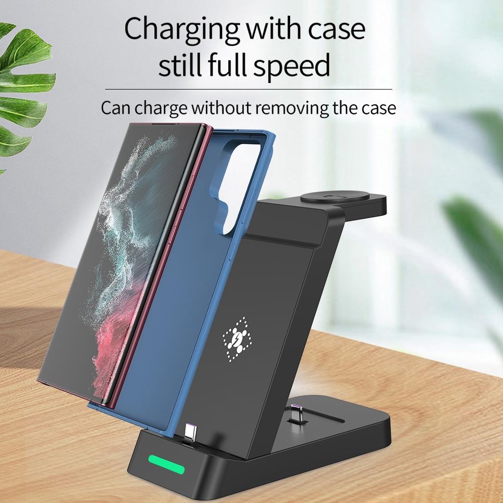 18W 3 In 1 Vertical Charging Stand For Samsung Watch And Galaxy Buds - White 7