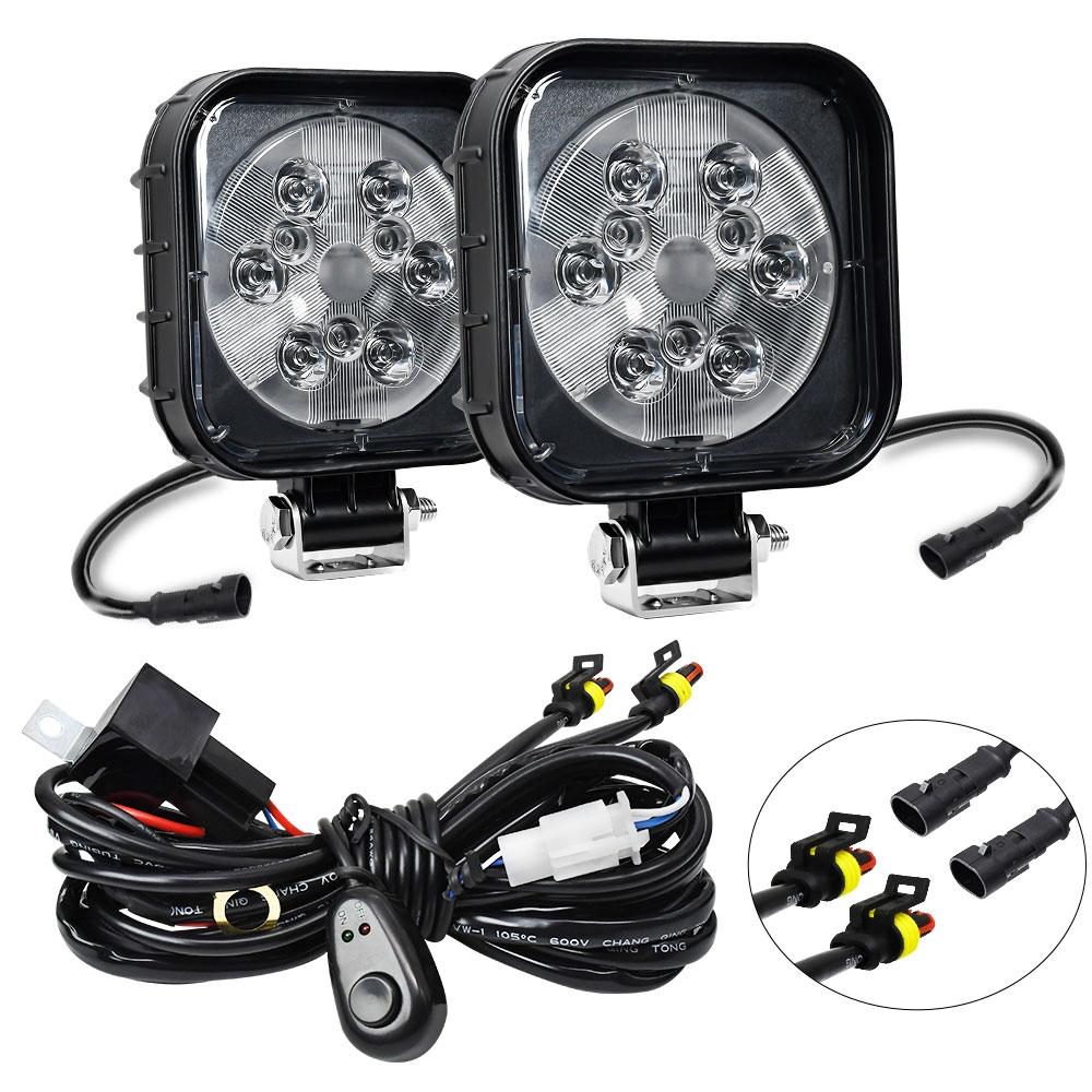 12W 9 - 30V Car Mixed Light Work Light With Wire Set - Square 14