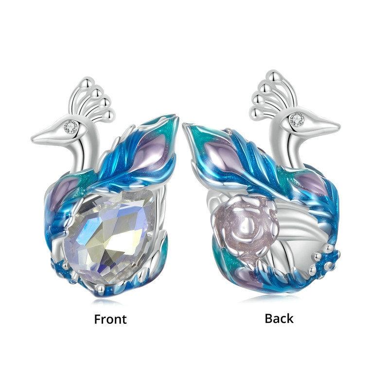 925 Sterling Silver Colorful Peacock Diy Beads 3