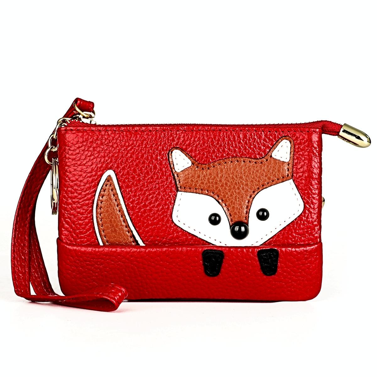 Mini Leather Fox Key Case for Sewing Thread - Rose Red