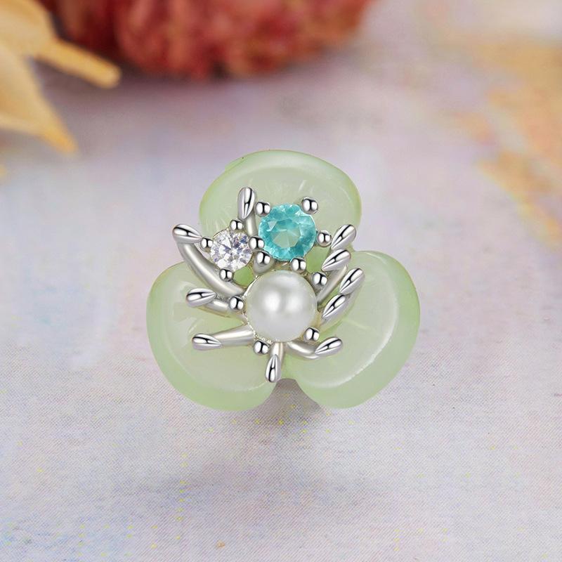 925 Sterling Silver Flower Pearl Silicone Spacer Beads For Jewelry 3