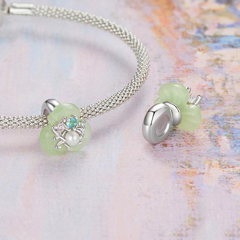 925 Sterling Silver Flower Pearl Silicone Spacer Beads For Jewelry 5