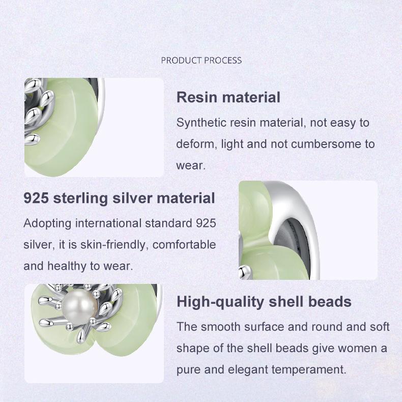 925 Sterling Silver Flower Pearl Silicone Spacer Beads For Jewelry 6