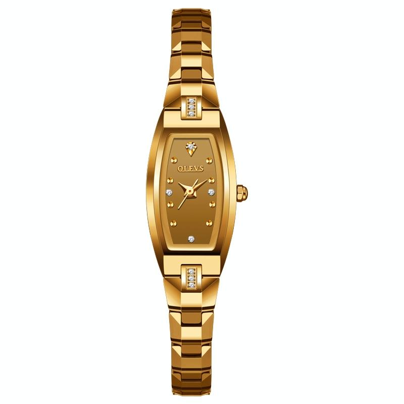 Women Tungsten Steel Quartz Watch with Small Diamond Dial - Rose Gold