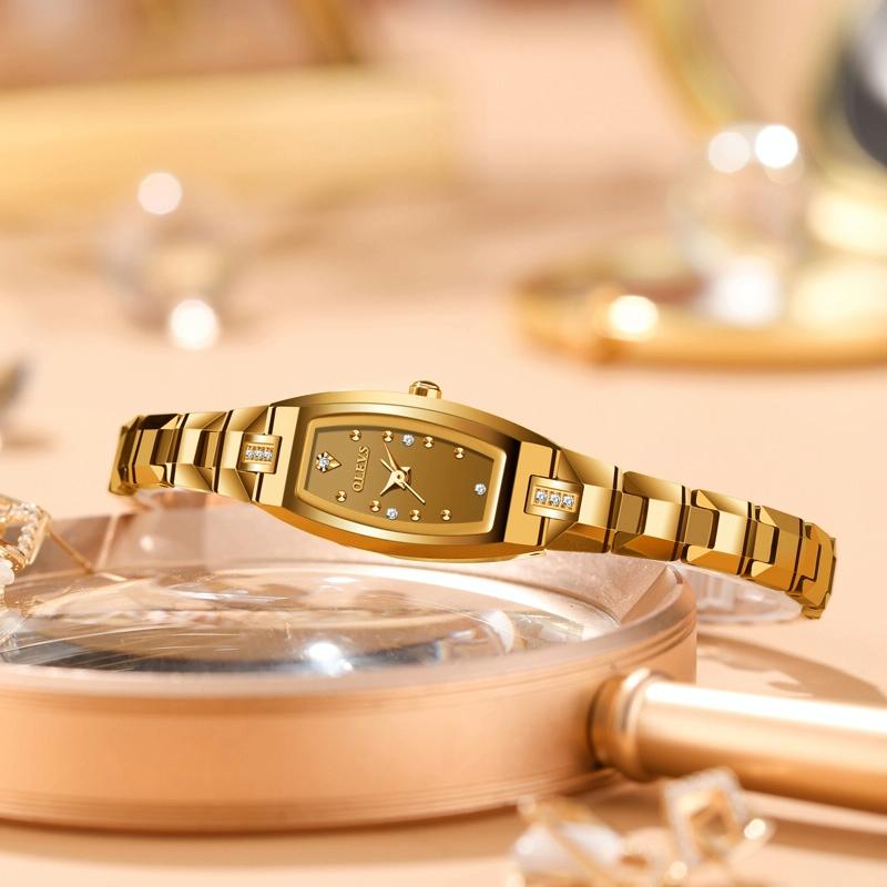 Women Tungsten Steel Quartz Watch with Small Diamond Dial - Rose Gold 5