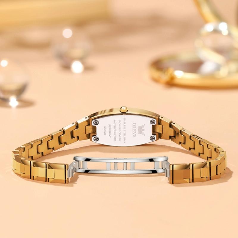 Women Tungsten Steel Quartz Watch with Small Diamond Dial - Rose Gold 6