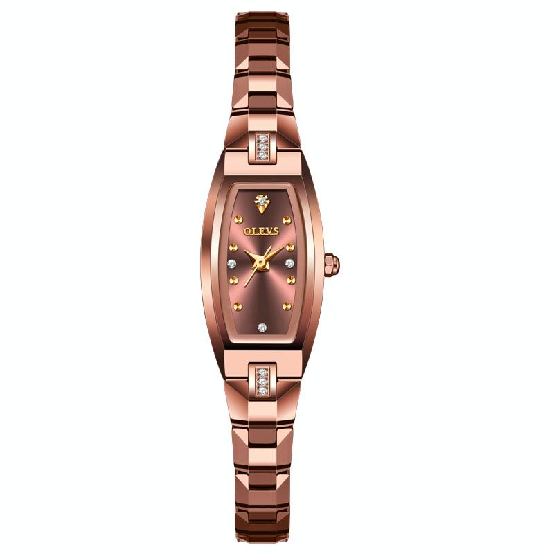 Women Tungsten Steel Quartz Watch with Small Diamond Dial - Rose Gold 7